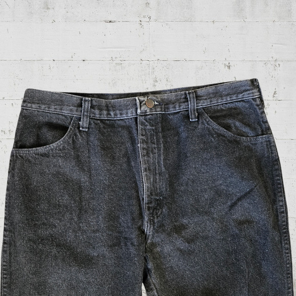 Vintage Rustler Washed Black High Waisted Classic Straight Jeans Size 34 x 30 - Picture 3 of 8